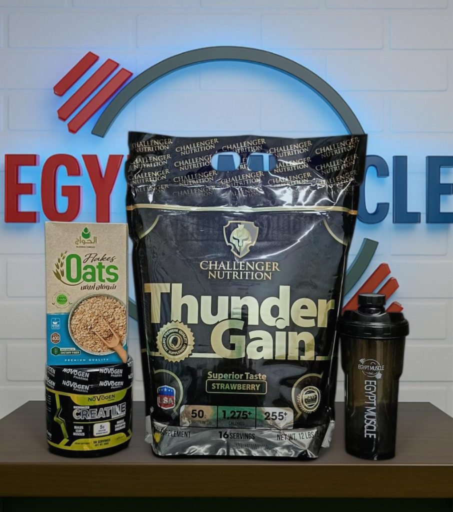 عرض الضخامة الألترا من Egypt Muscle – جينر Thunder Mass 5 كجم، كرياتين نوفاجين، شوفان، شيكر هدية، وشحن مجاني لزيادة الوزن والكتلة العضلية