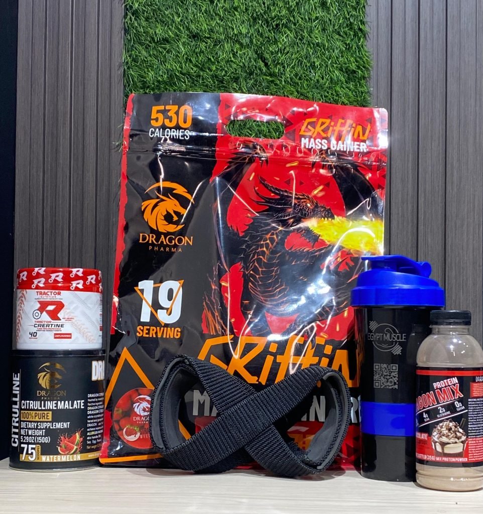 بوكس ضخامة 3 – جريفين ماس + كرياتين تراكتور + سيترولين دراجون + شيكر + شداد + بوتيل