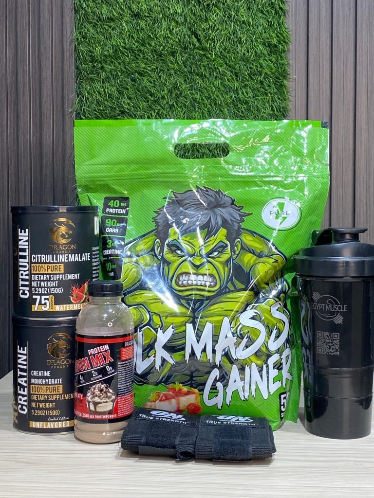 بوكس ضخامة 4 – هالك ماس + كرياتين دراجون + سيترولين دراجون + شيكر + مدعم + بوتيل