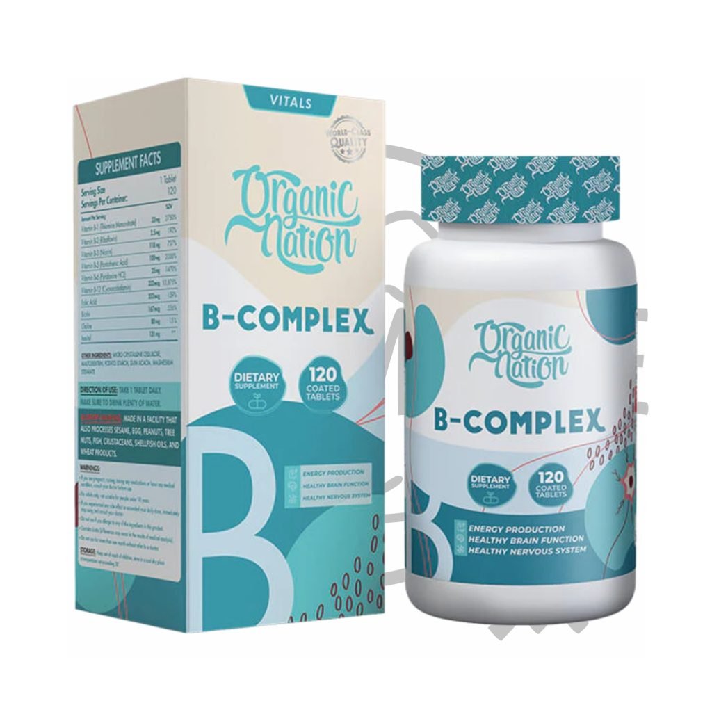 عبوة Organic Nation B-Complex 120 قرص - دعم الأعصاب والطاقة
