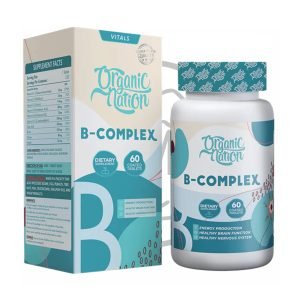 عبوة أورجانيك نيشن B-Complex – 60 قرص لدعم الأعصاب والطاقة