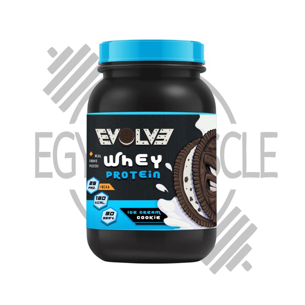 ايفولف واي بروتين 1 كجم – نكهة آيس كريم كوكي مع قطع بسكوت، 30 سيرفنج Alt (EN): EVOLVE Whey Protein 1kg – Ice-Cream Cookie flavor with real cookie pieces, 30 servings