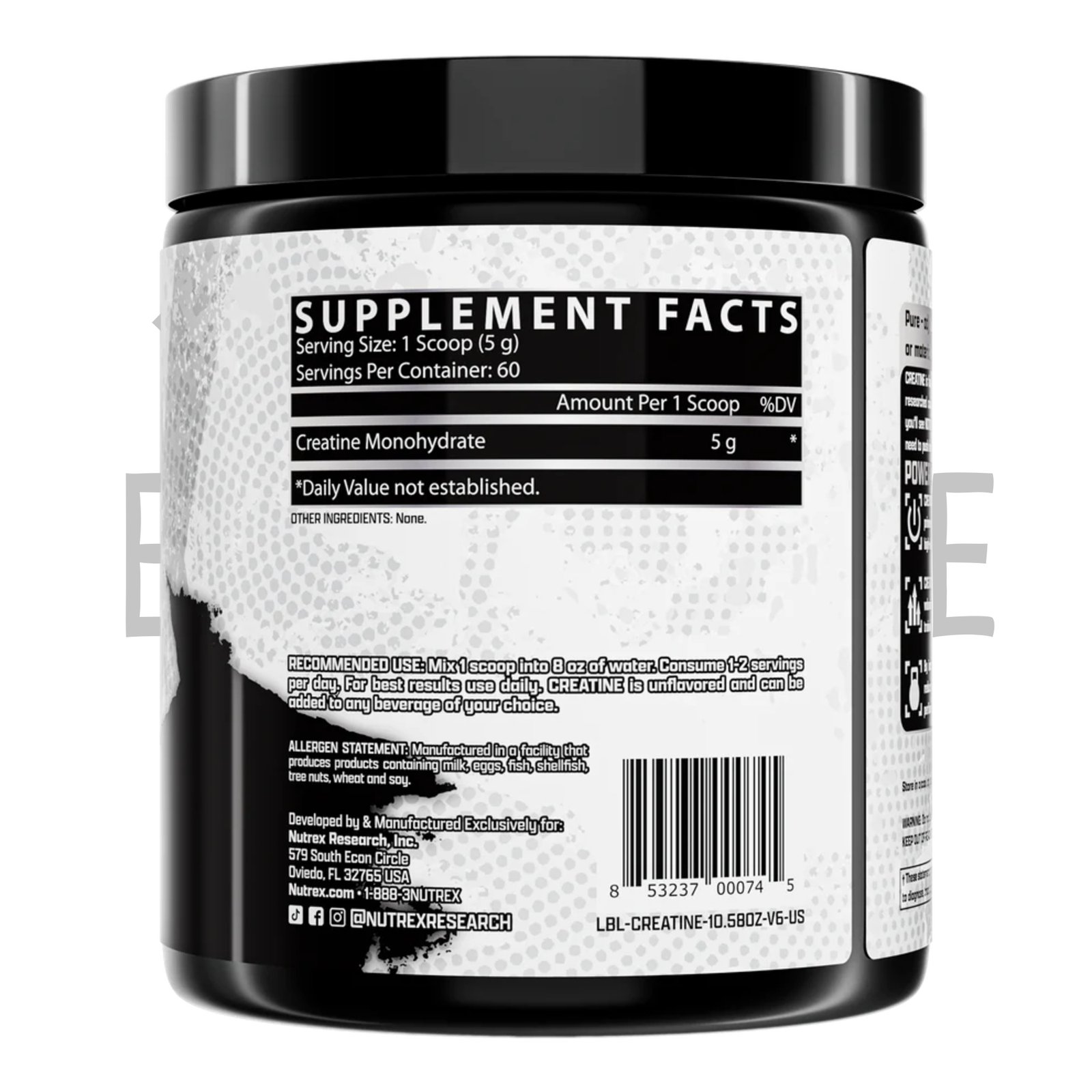 Nutrex Creatine Monohydrate – كرياتين مونوهيدرات نقي 100% – واجهة العبوة – Egypt Muscle