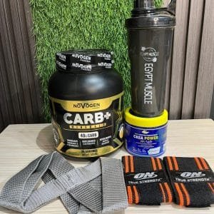 عرض مكملات الضخامة الألمانية – كرياتين كريا باور وكارب نوفاجين مع شيكر Egypt Muscle وشداد ومدعم ريست – مصر