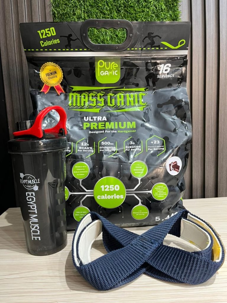 عرض بيورجانيك ماس جينر 5.44 كيلو Pureganic Massganic مع شيكر و شداد بوكس الضخامة النضيفة من Egypt Muscle